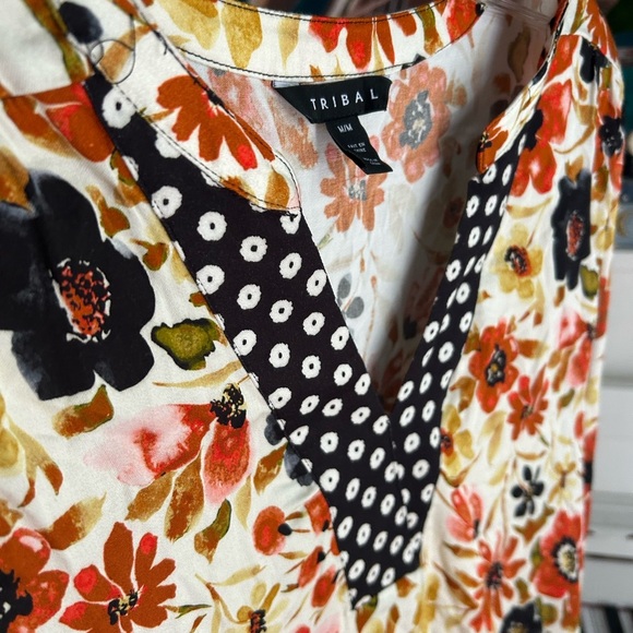Tribal Multicolor Floral and Polka Dot Blouse M - Picture 12 of 16